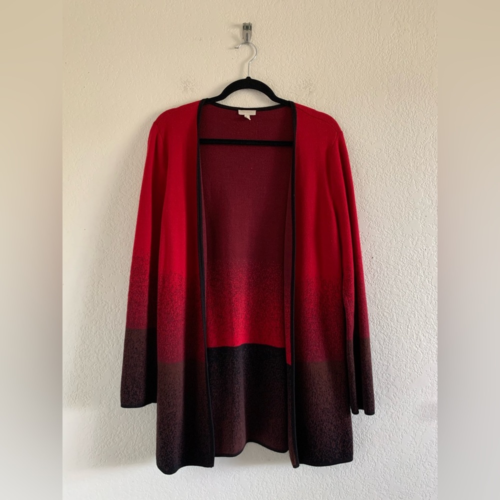 Talbots Red and Black Ombre Cardigan
